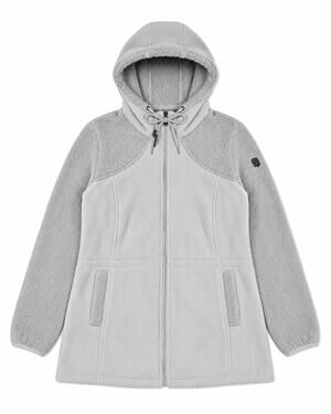 1 Madison Expedition Gray Teddy Fleece Faux Fur Zip Hoodie Jacket Size Large